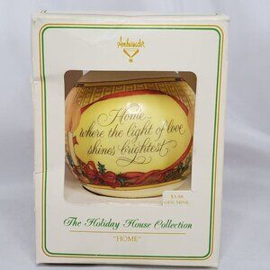 Vintage Ambassador Holiday House Collection Satin Ornament "Home" 1980